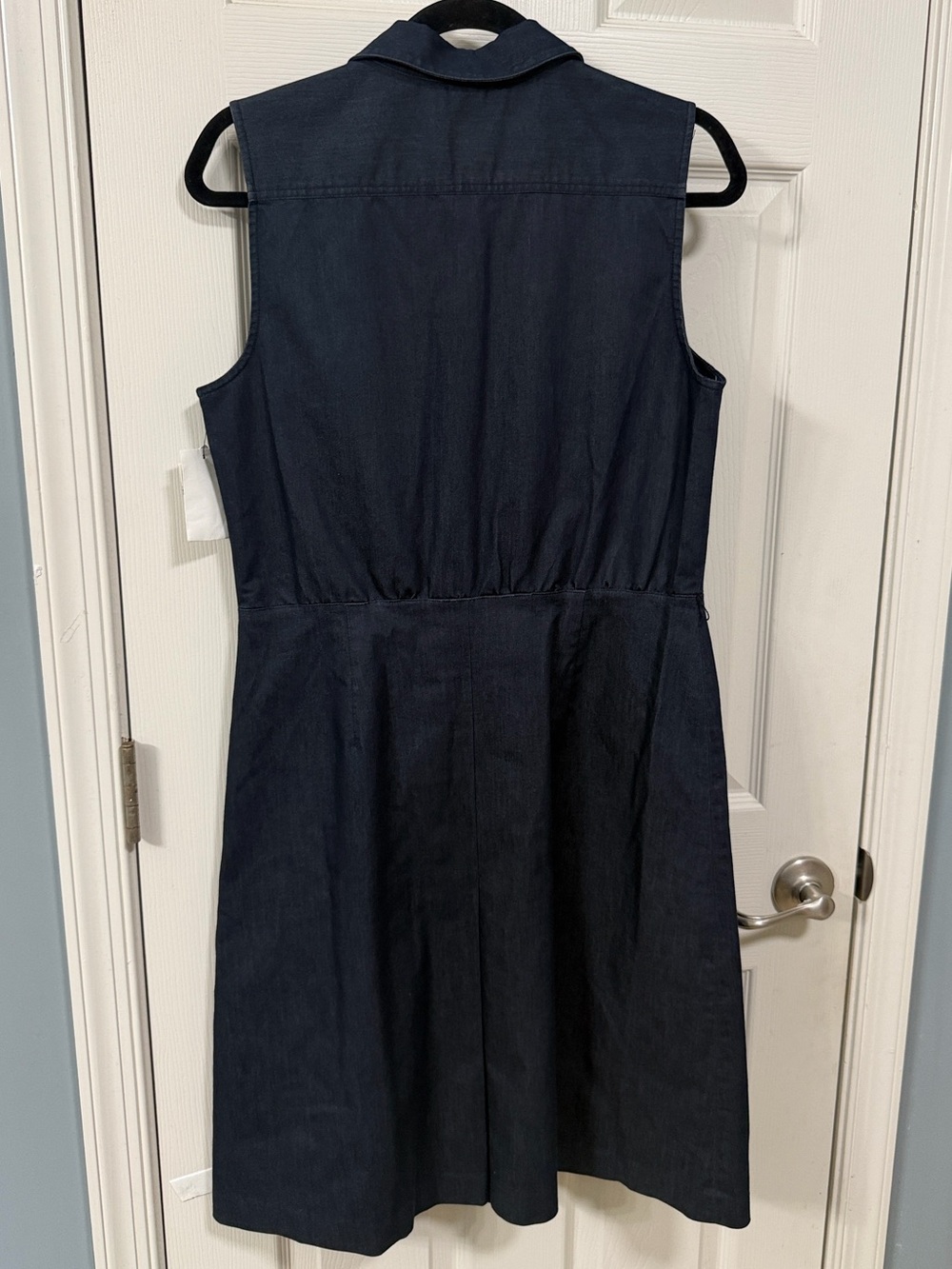 Sleeveless Denim Blue Dress Front Pleated Office Wear Career Cocktail - Picture 2 of 16